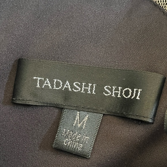 ✨NWT✨ Tadashi Shoji Jetta Peek a Boo Illusion Gown Black Cap Sleeve Maxi Dress - Picture 10 of 14